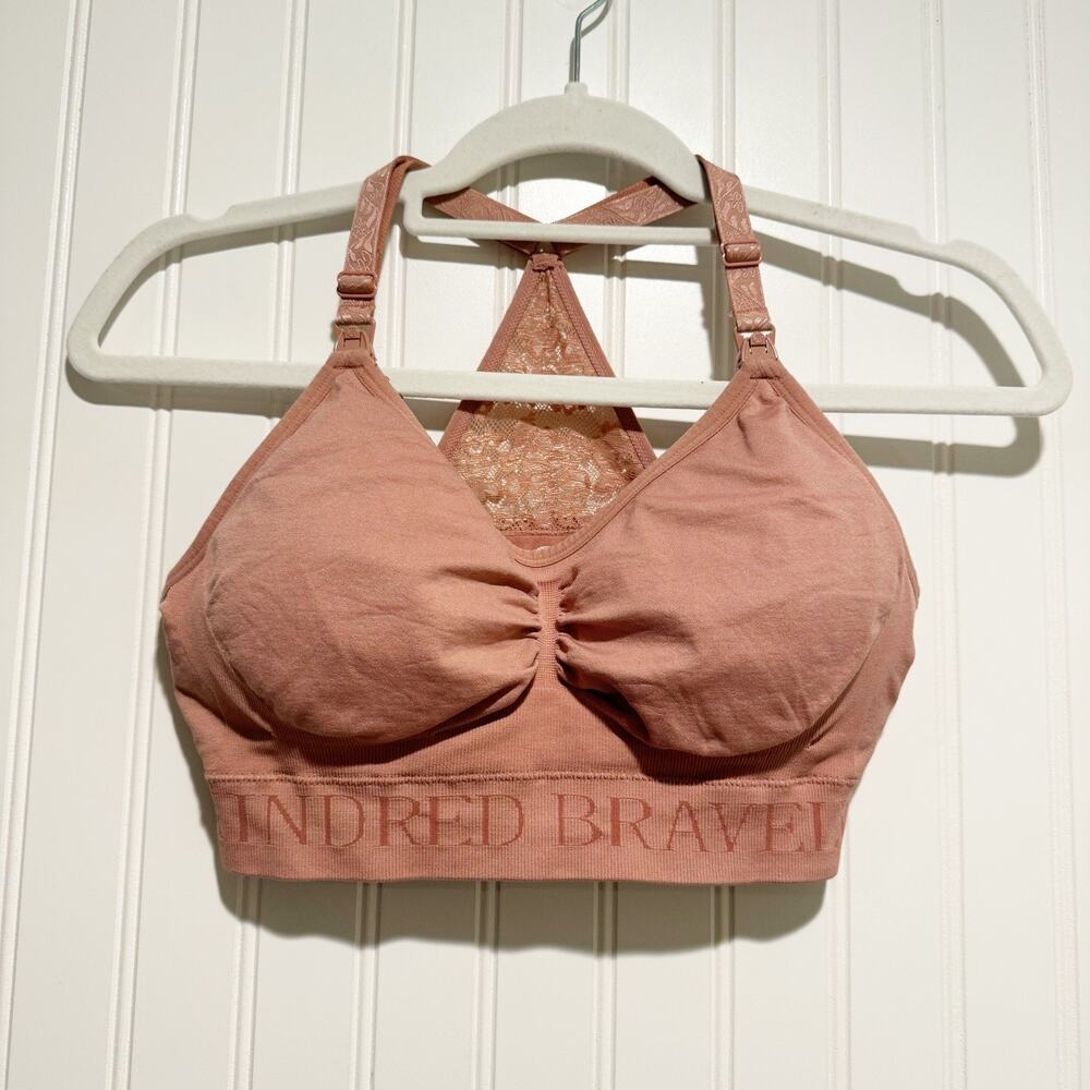 Kindred Bravely Sublime Lace Back Seamless Nursing Bra Mauve Pink Size Medium